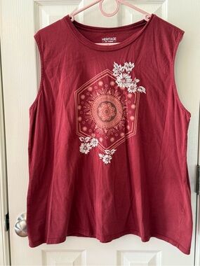 Torrid Heritage Red Graphic Sleeveless Top Size 0 (L) Boho Floral Mandala